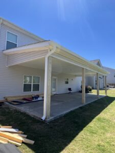 Patio cover over existing slab with vinyl ceiling