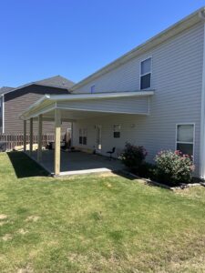 Patio cover over existing slab with vinyl ceiling