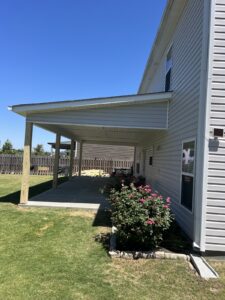 Patio cover over existing slab with vinyl ceiling